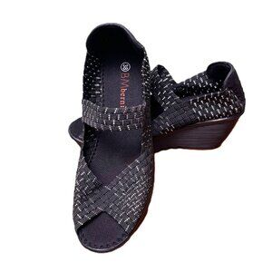 Women's BM Bernie Mev Black and Silver Wedges sz 7.5 NIB